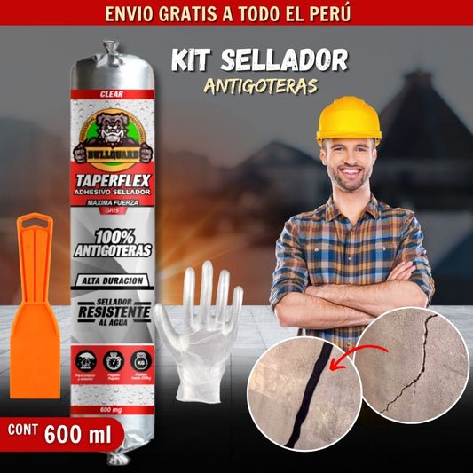 KIT SELLADOR ANTIGOTERAS + ESPATULA + GUANTES F1
