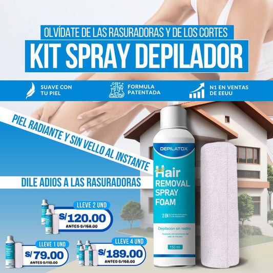 KIT SPRAY DEPILATOX + TOALLA + MANUAL DE USO F4